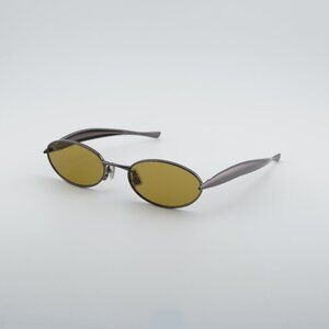 Bottega Veneta BV1386S 002 Sunglasses Dark Ruthenium Oval Frame, Yellow Lenses